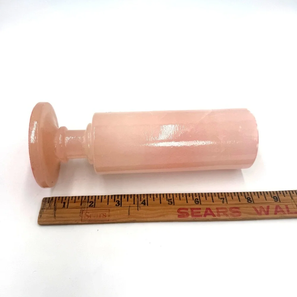 Vintage Alabaster Stone Bud Vase 8.5 Inch Pink Mid Century Modern Decor